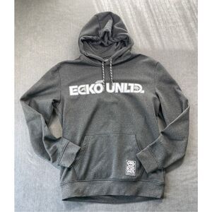 Ecko Unlimited Hoodie Mens M Gray Y2K Streetwear Logo Pullover Hip Hop Skater